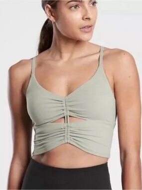 Athleta Cinch Front-Detail Longline Sports Bra Women’s Size M Yoga Activewear